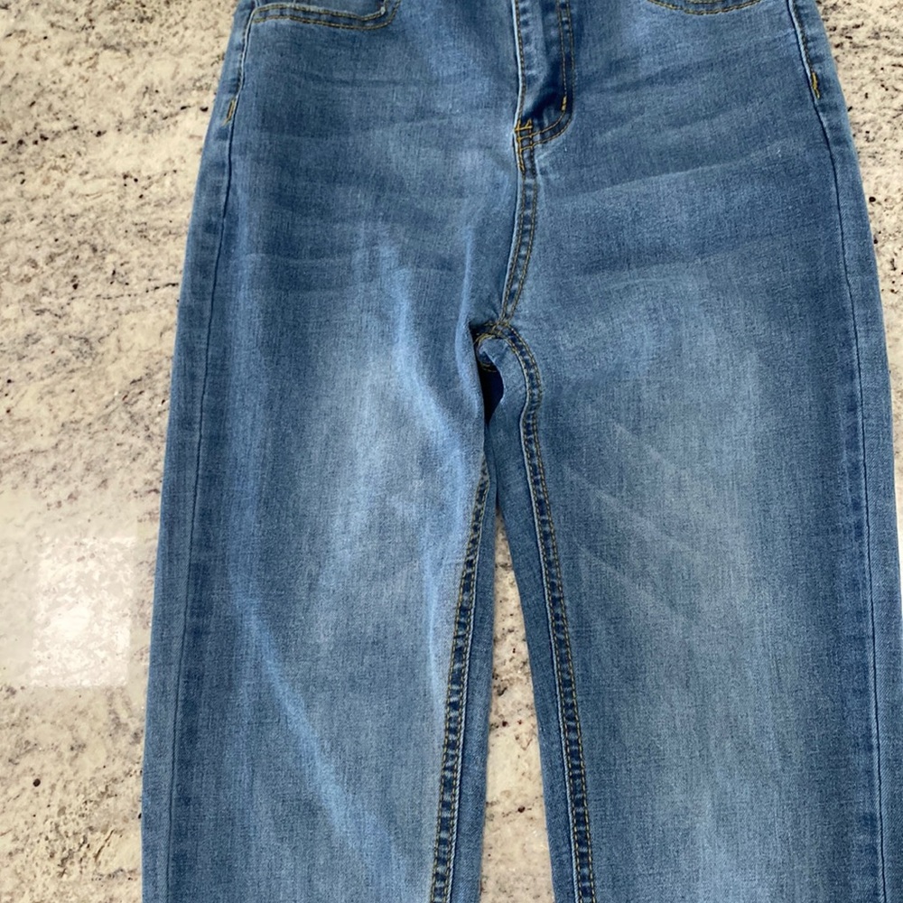 Plain blue, high wasted, skinny jeans